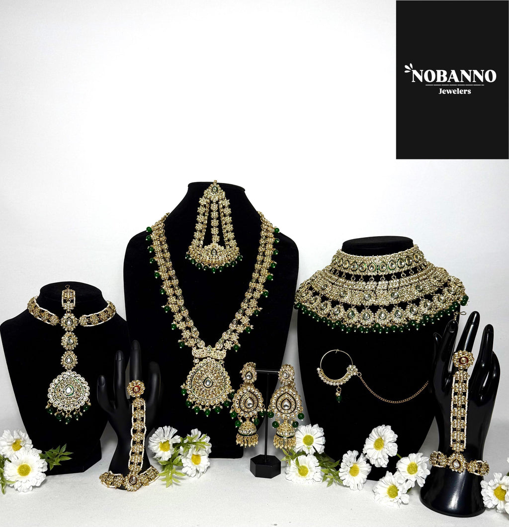 Pristine Handcrafted  Kundan Bridal set/Indian Full Bridal Jewelry Set/ High Quality Kundan 9 Piece Set