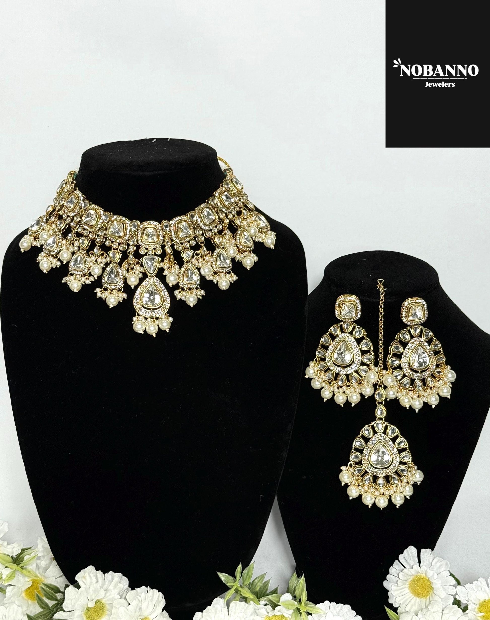 Pristine Handcrafted  Kundan Necklace set/Indian  Jewelry Set/ High Quality Kundan 4 Piece Set