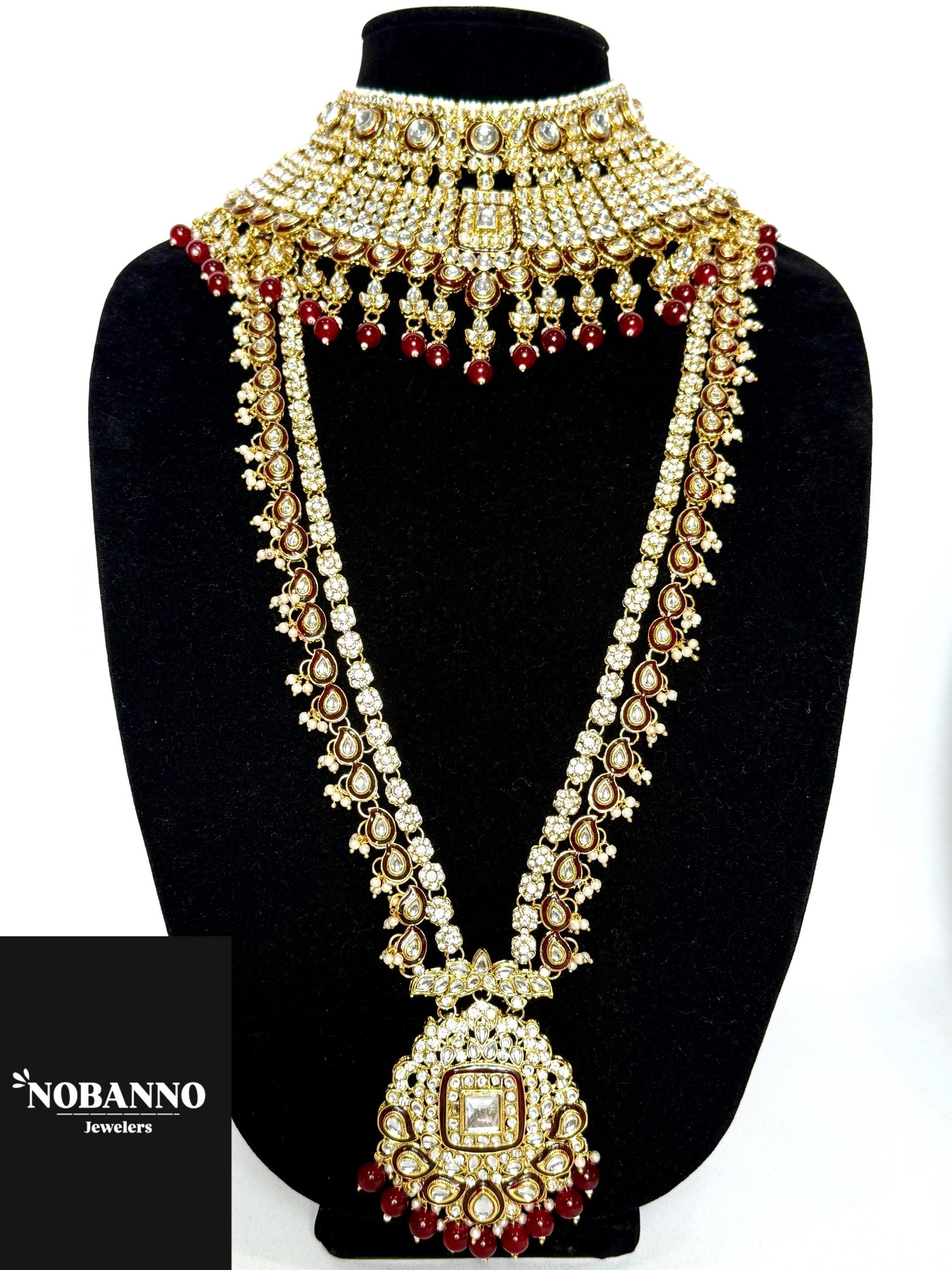 Pristine Handcrafted Kundan Bridal set/Indian Full Bridal Jewelry Set/ High Quality Kundan Polki 9 Piece Set.