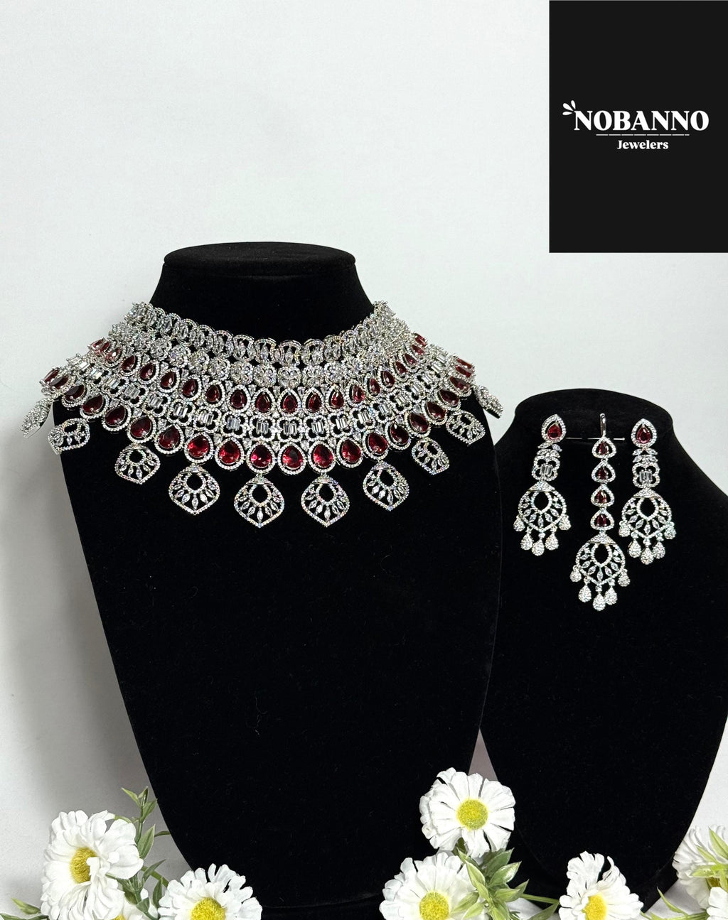 Pristine Handcrafted  American diamond set/CZ diamond bridal necklace/Cz jewelry/Indian Bridal Jewelry Set