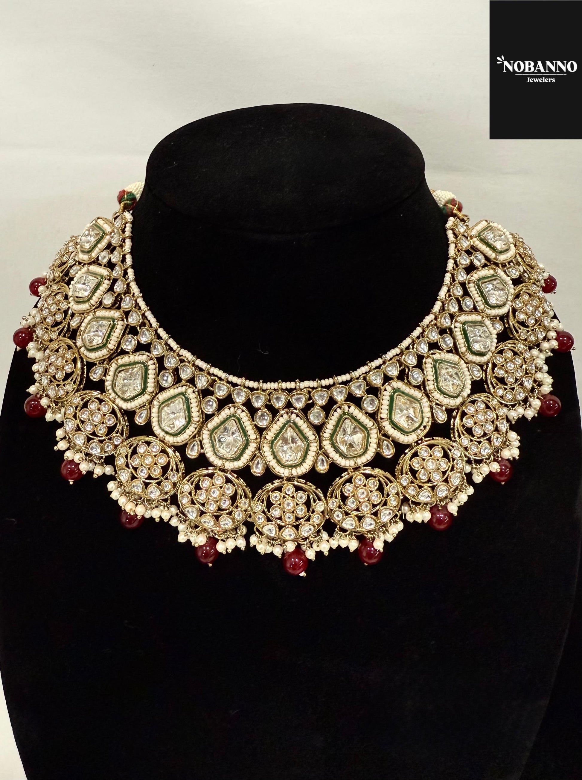 Pristine Handcrafted  Kundan Necklace set/Indian  Jewelry Set/ High Quality Kundan 4 Piece Set