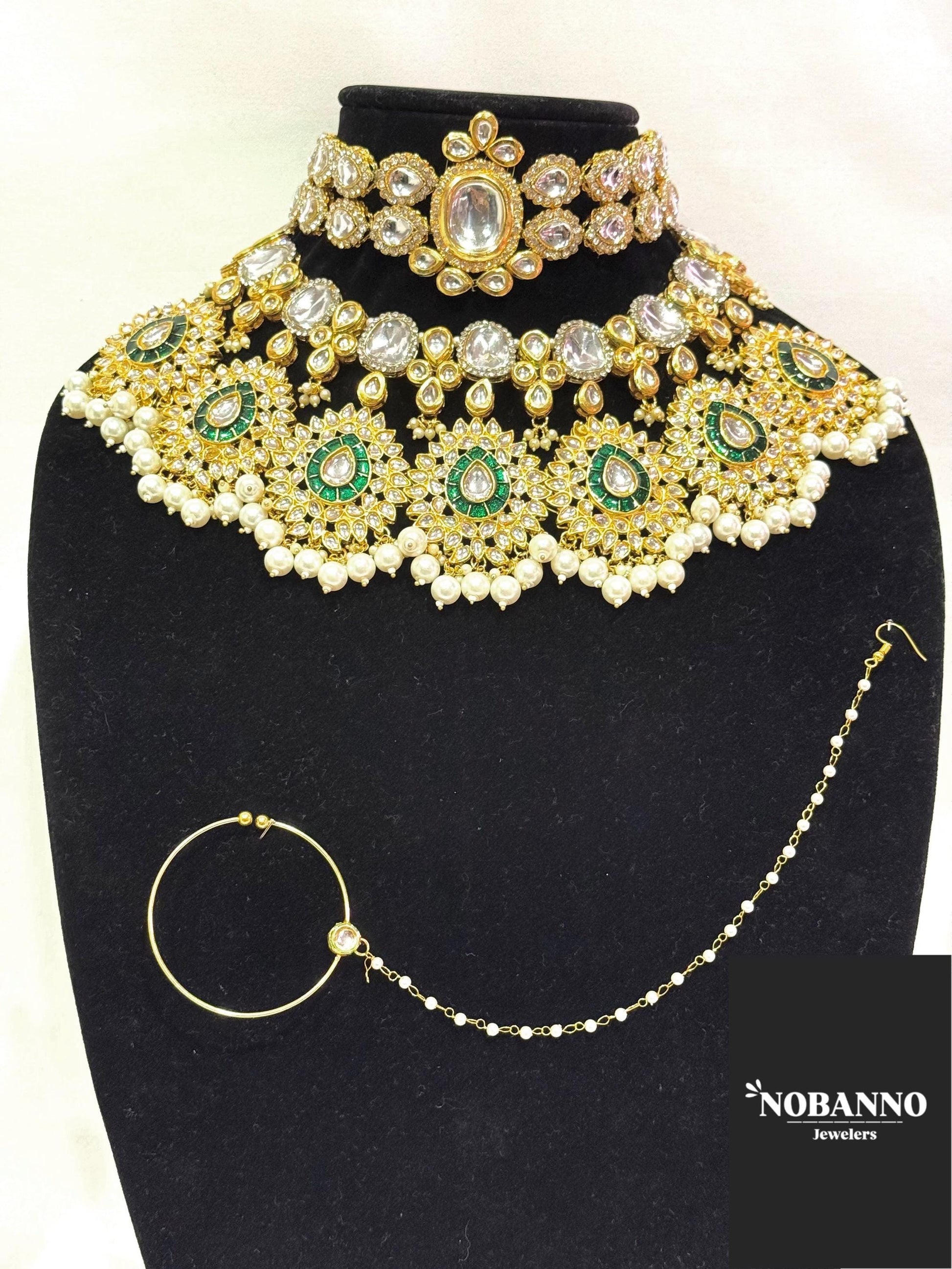 Pristine Handcrafted  Kundan Bridal set/Indian Full Bridal Jewelry Set/ High Quality Kundan 8 Piece Set