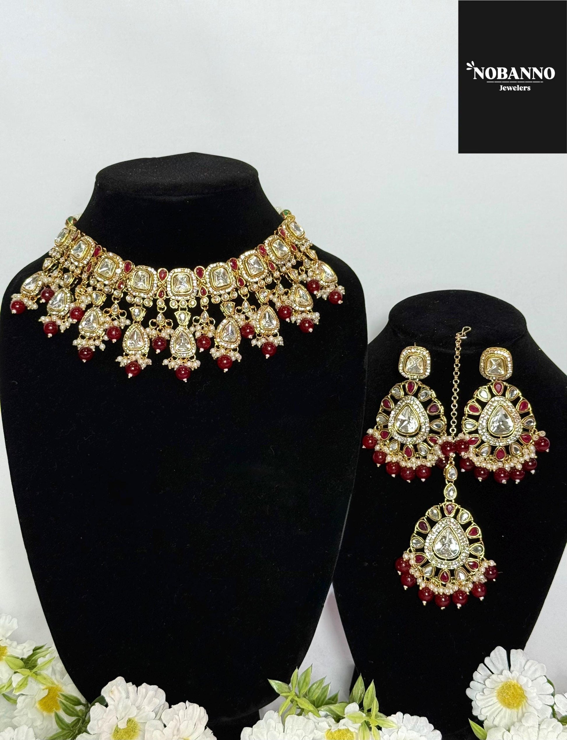 Pristine Handcrafted  Kundan Necklace set/Indian  Jewelry Set/ High Quality Kundan 4 Piece Set