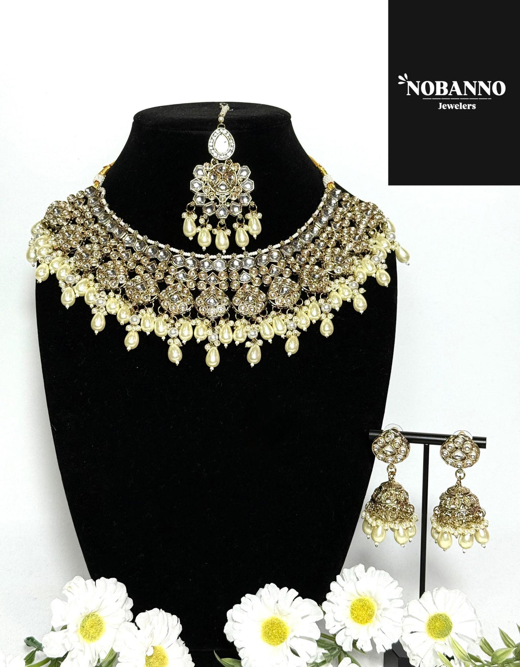 Pristine Handcrafted  Kundan Necklace set/Indian  Jewelry Set/ High Quality Kundan 4 Piece Set