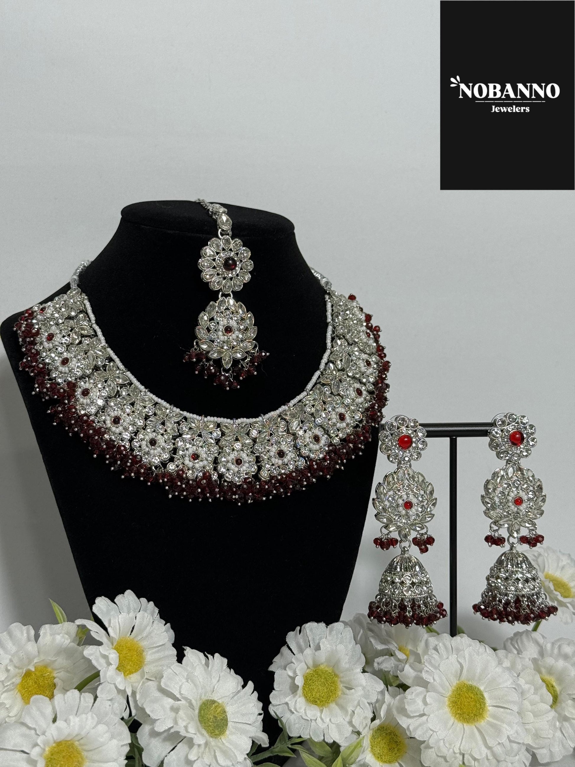 Pristine Handcrafted  crystal Necklace set/Indian  Jewelry Set/ High Quality crystal 4 Piece Set