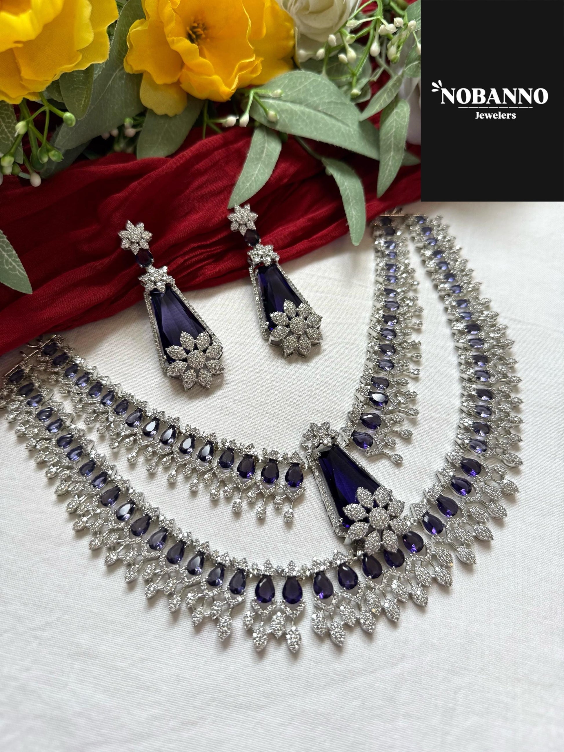 Pristine Handcrafted  American diamond set/Cz jewelry/Indian Jewelry Set.