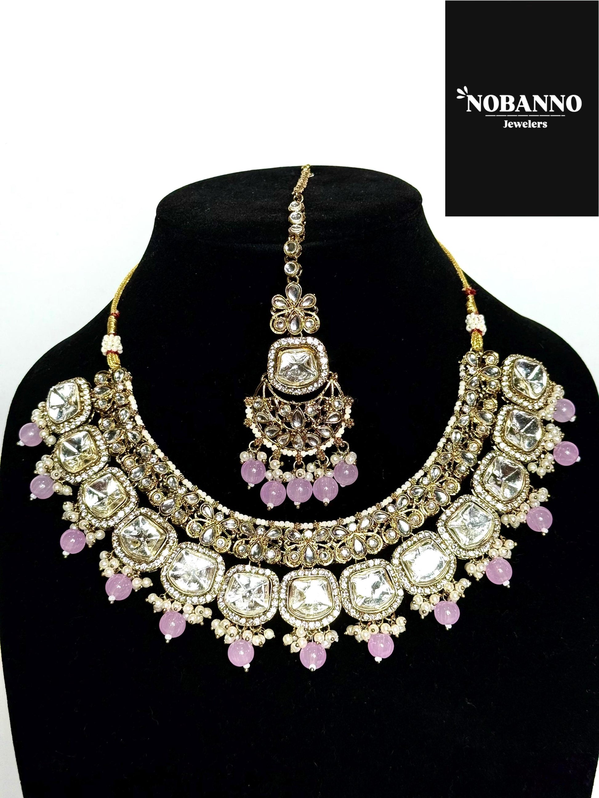 Pristine Handcrafted  Kundan Necklace set/Indian  Jewelry Set/ High Quality Kundan 4 Piece Set