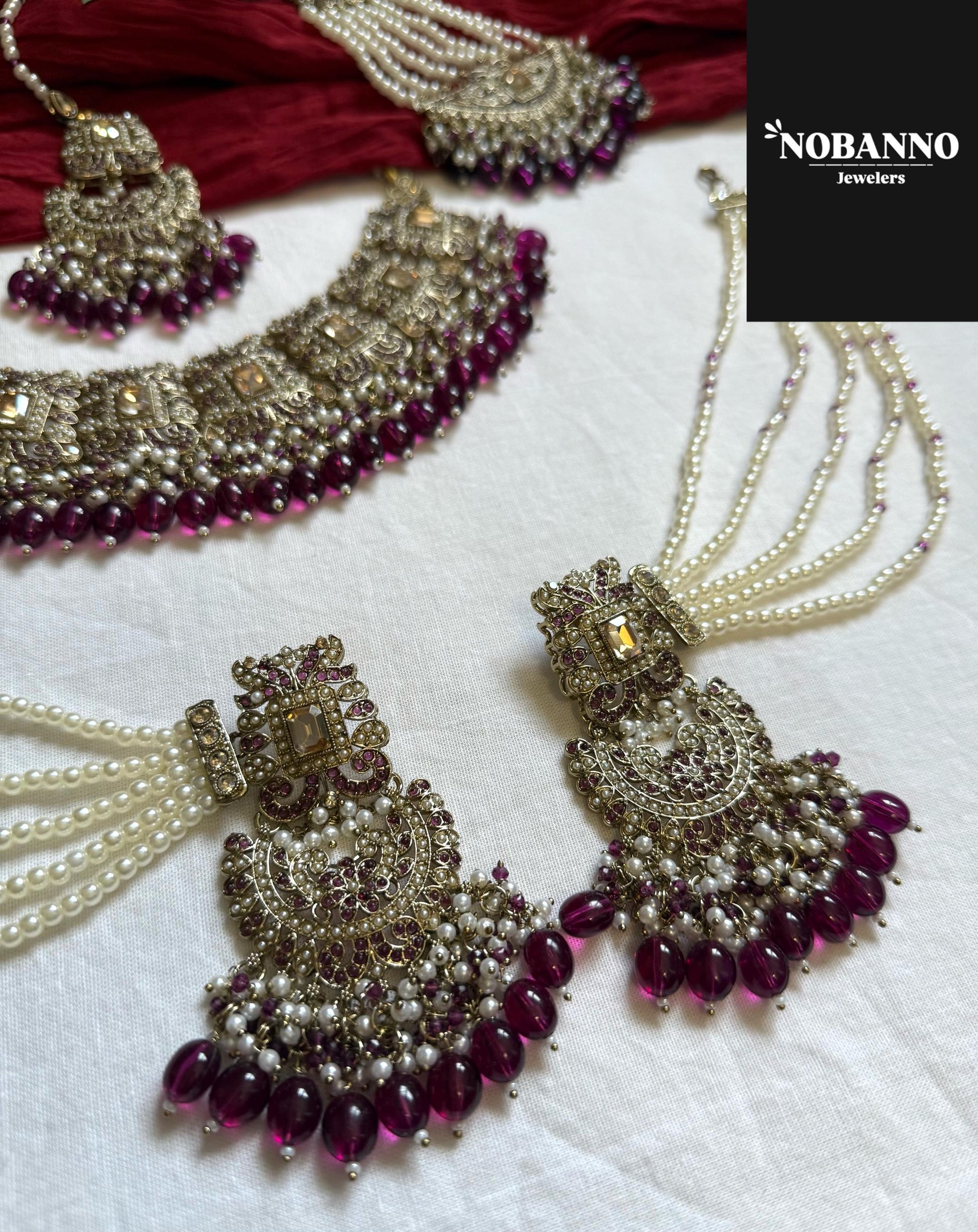 Pristine Handcrafted  pakistanu Polki semi Bridal set/Indian Semi Bridal Jewelry Set/ High Quality Polki 5 Piece Set.