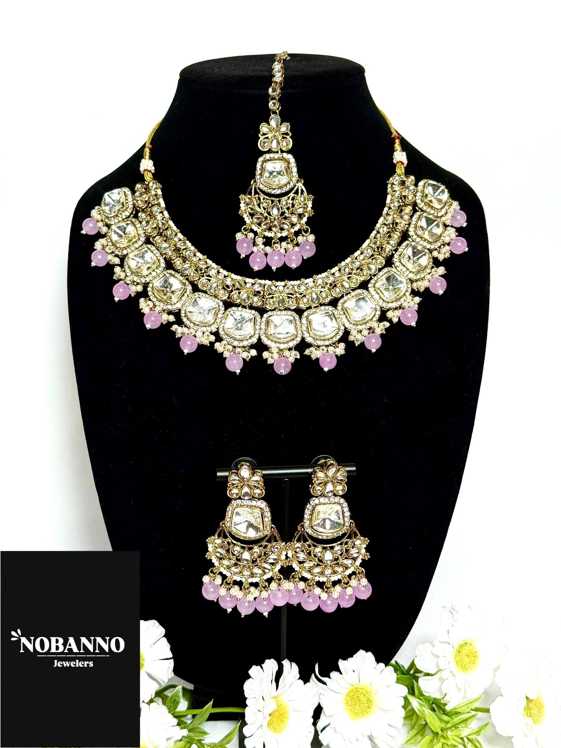 Pristine Handcrafted  Kundan Necklace set/Indian  Jewelry Set/ High Quality Kundan 4 Piece Set