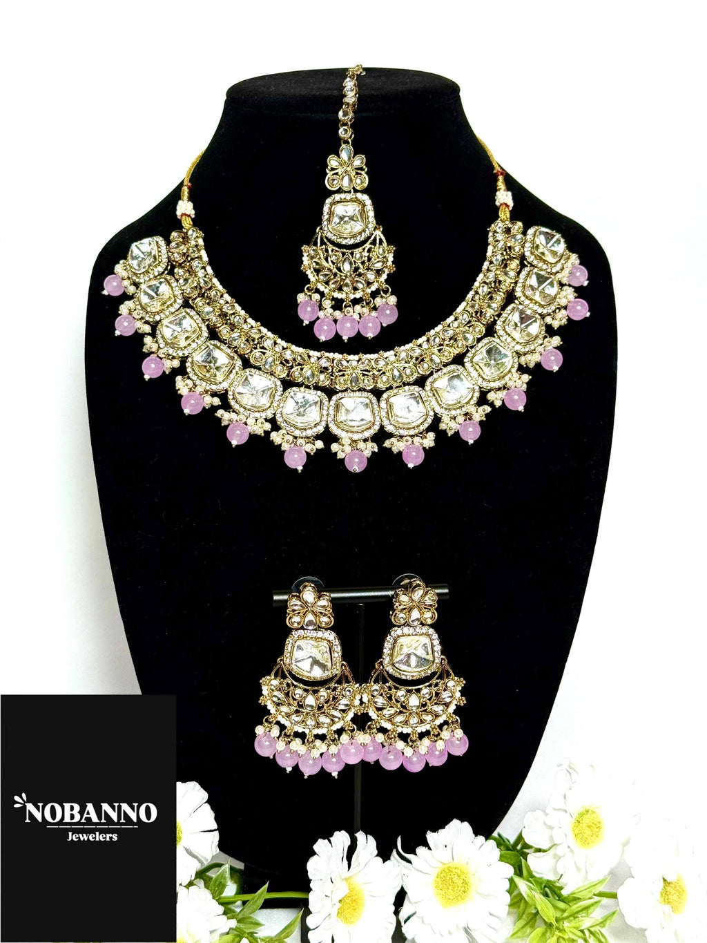Pristine Handcrafted  Kundan Necklace set/Indian  Jewelry Set/ High Quality Kundan 4 Piece Set