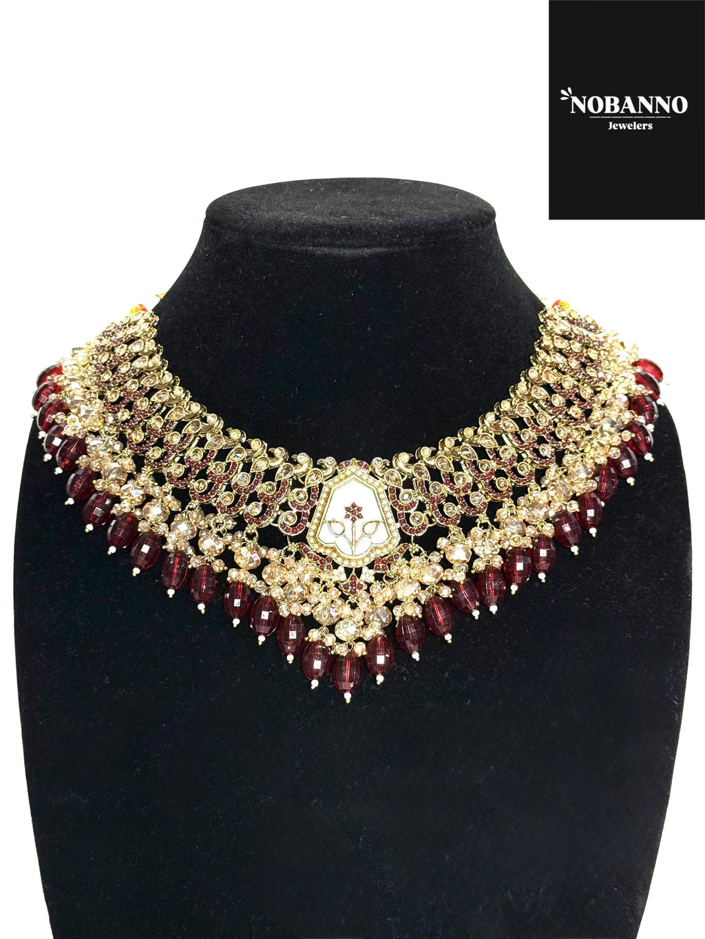 Pristine Handcrafted  Polki Kundan Necklace  set/Indian Jewelry Set/ High Quality Kundan Polki 4 Piece Set.