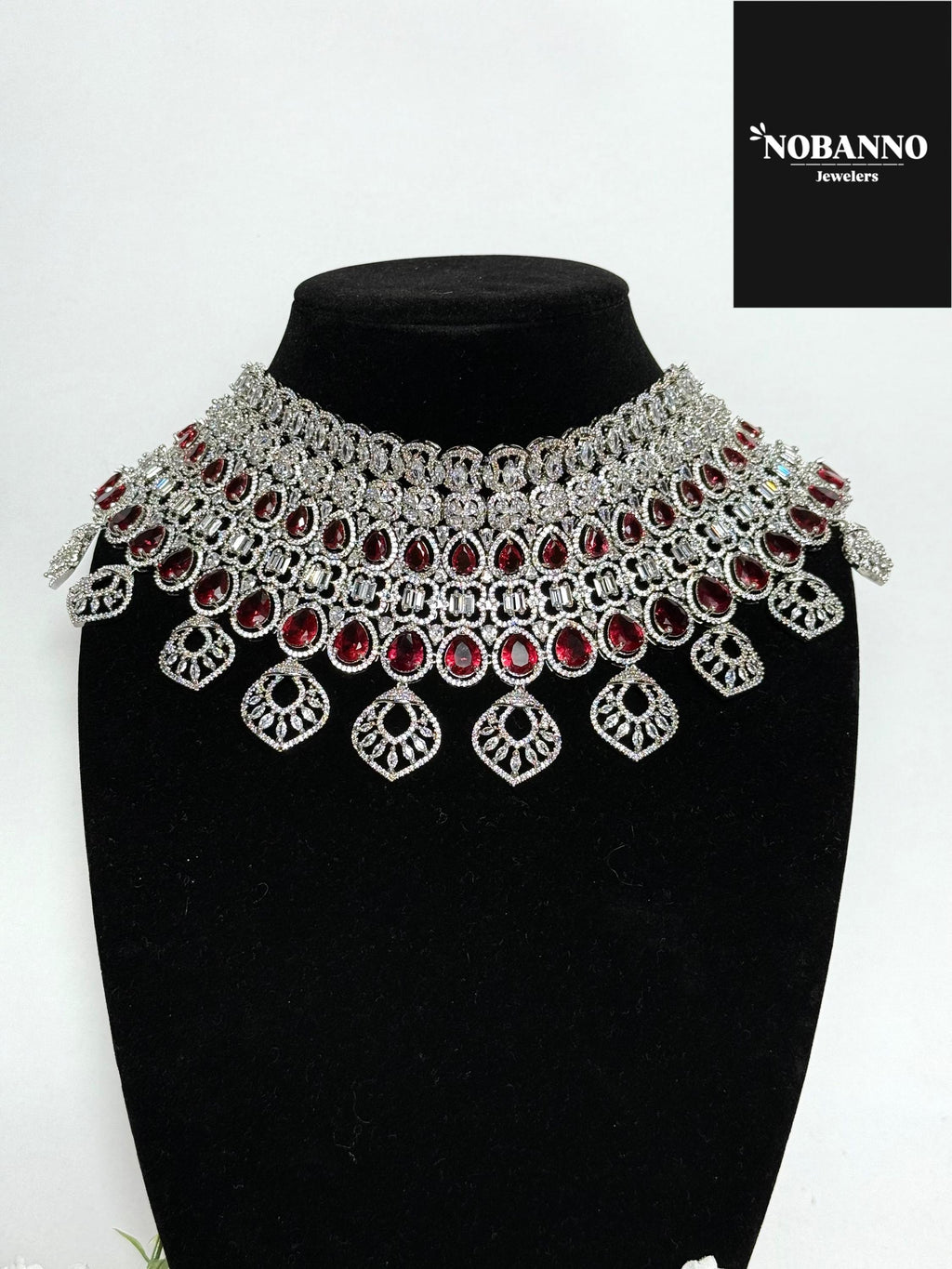 Pristine Handcrafted  American diamond set/CZ diamond bridal necklace/Cz jewelry/Indian Bridal Jewelry Set