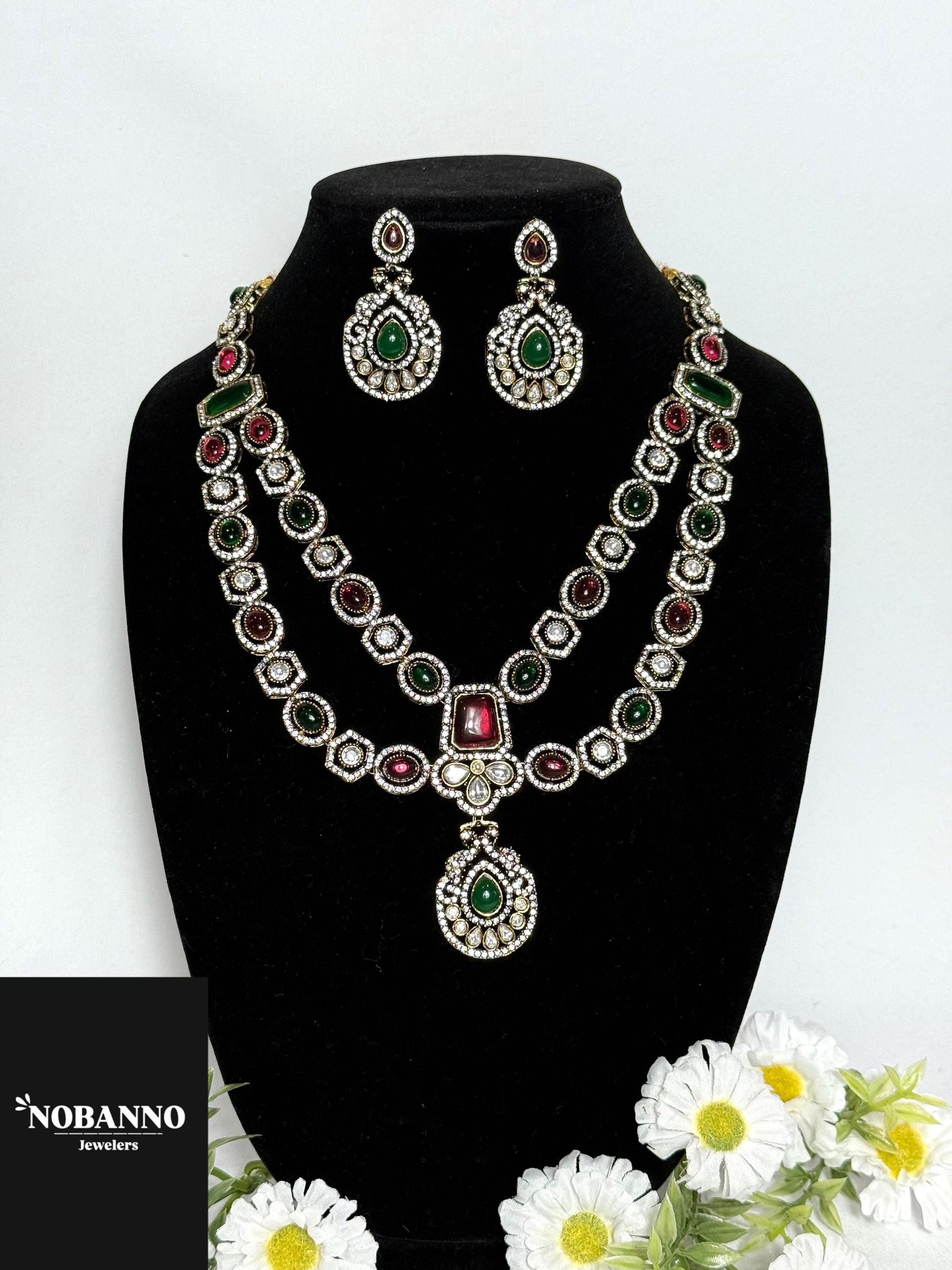 Premium Quality Victorian Polished long necklace Set/Indian Jewellery/ Victorian jewellery.