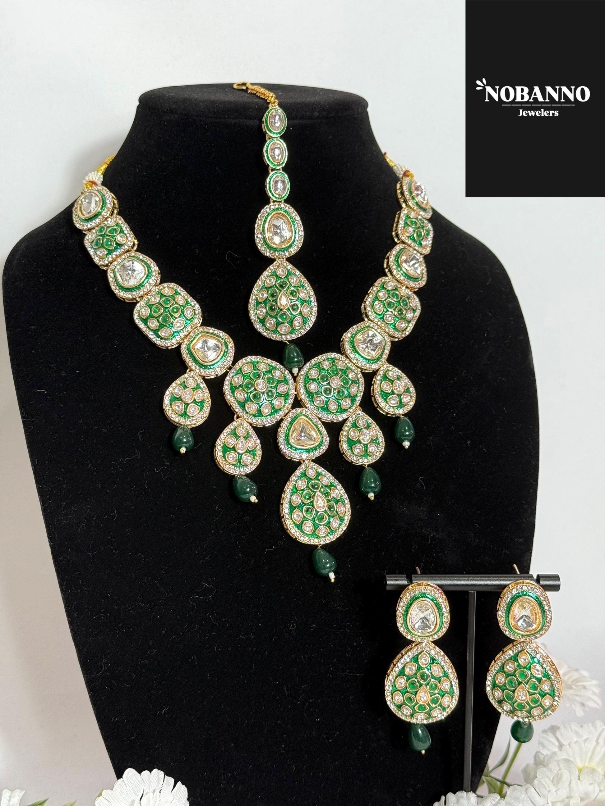 Pristine Handcrafted Minakari Kundan Necklace set/Indian  Jewelry Set/ High Quality Kundan 4 Piece Set