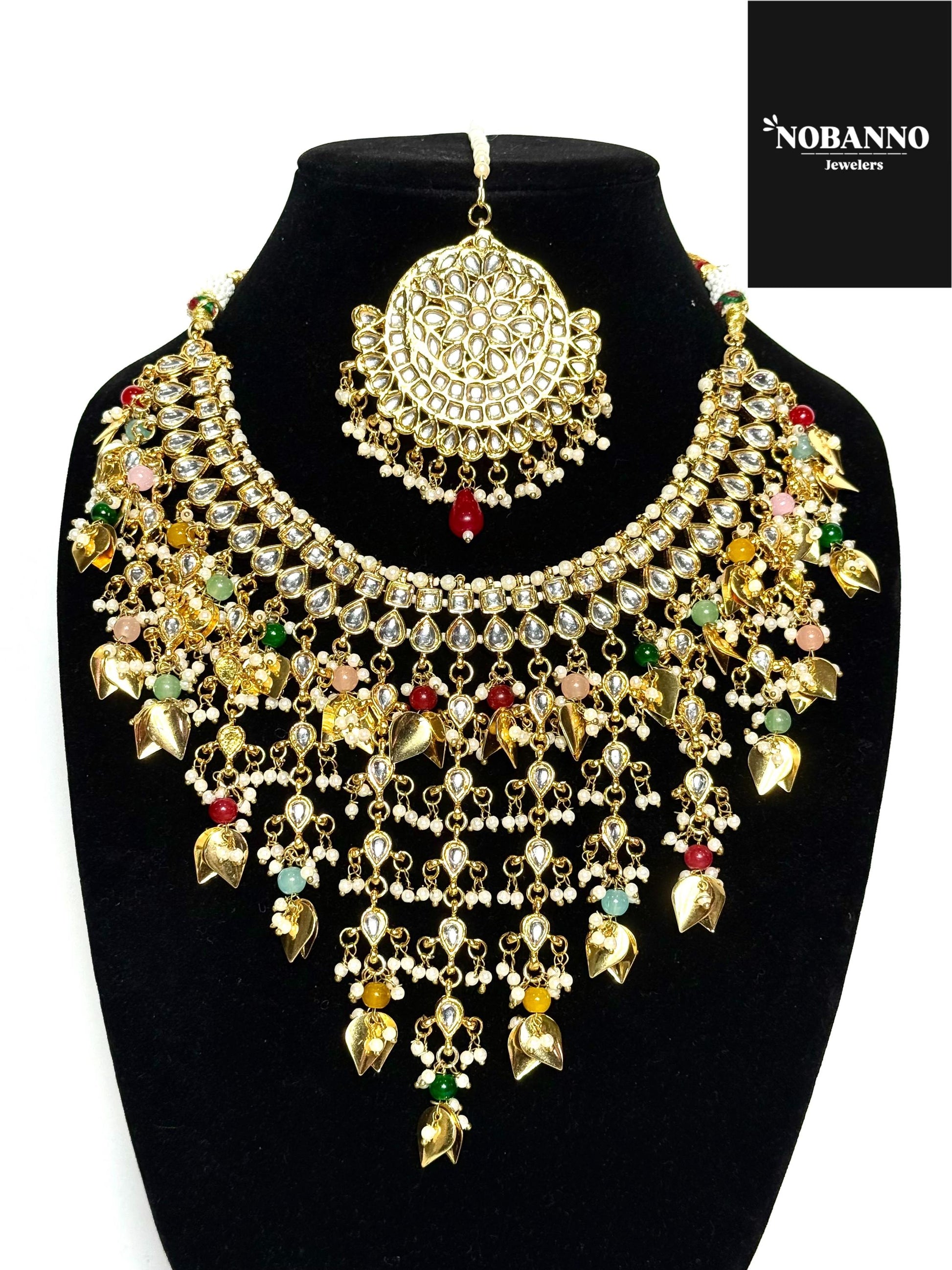 Handcrafted Kundan Semi BridalJewelry Set.Indian/Bangladeshi/Pakistani Jewelery.