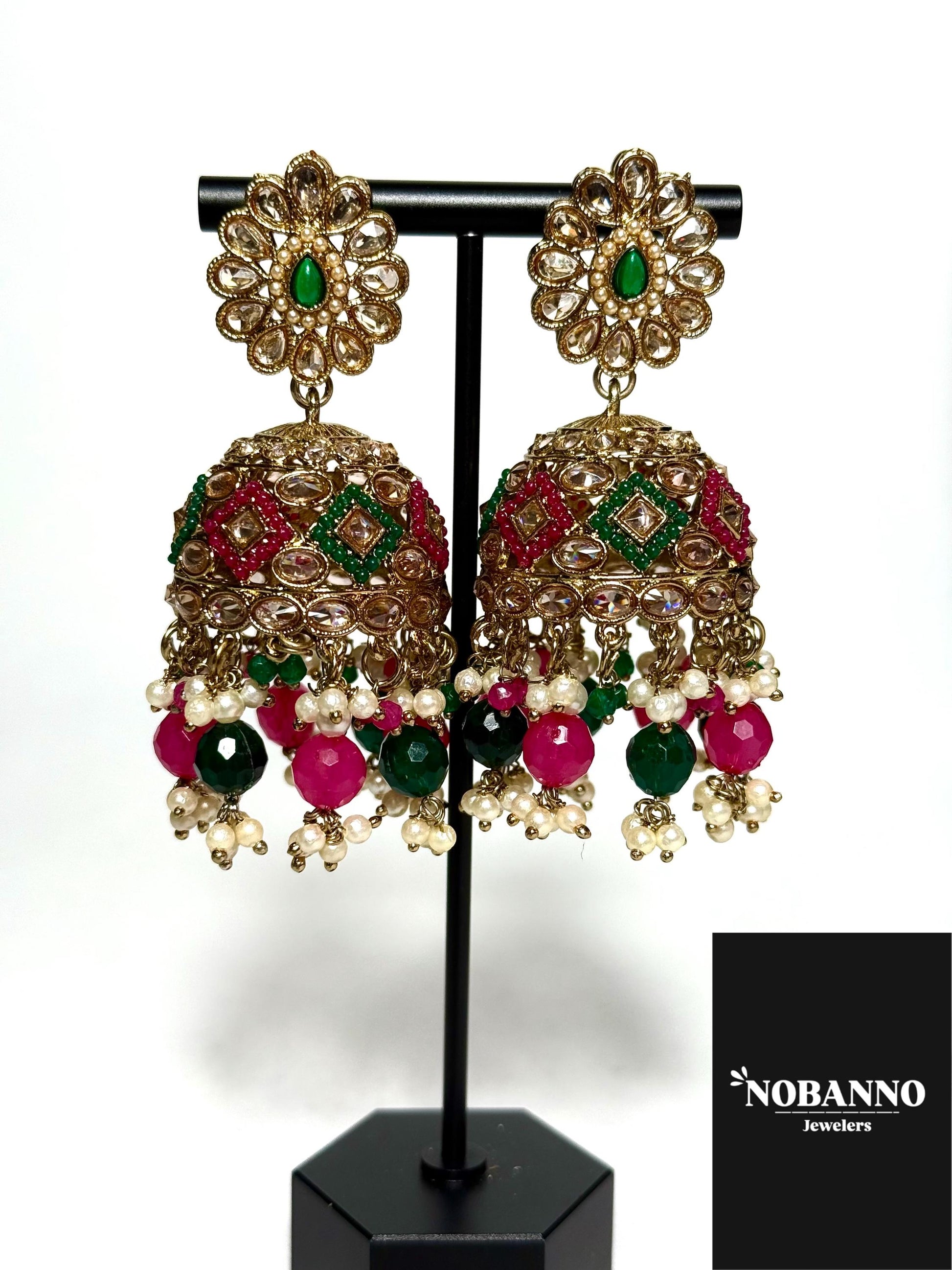 Handcrafted Kundan Polki Jewelry Set: Necklace, Earrings, Maang Tikka
