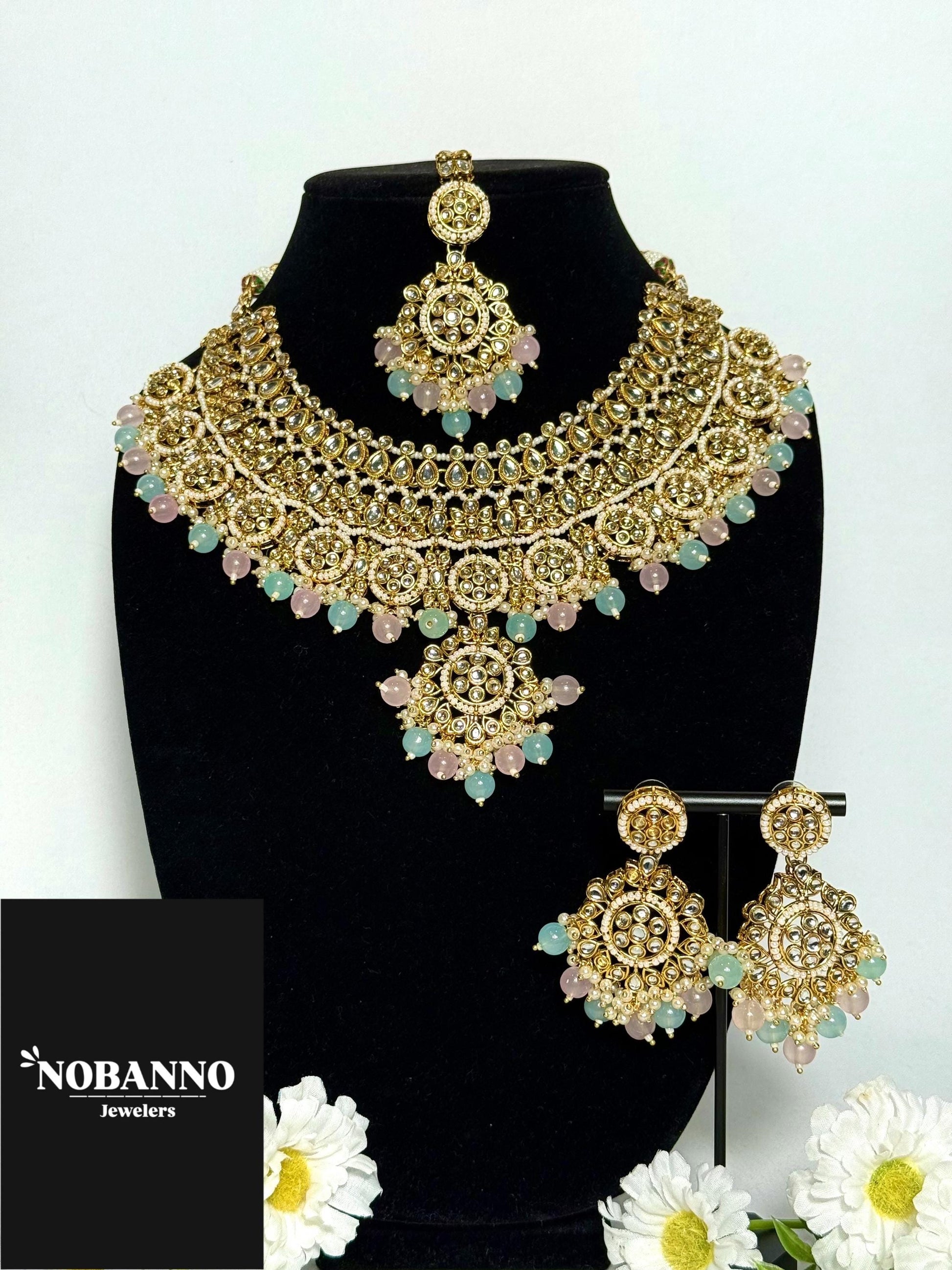 Handcrafted Kundan Necklace Set.Indian /Bangladesi/ Pakistani Jewelry.