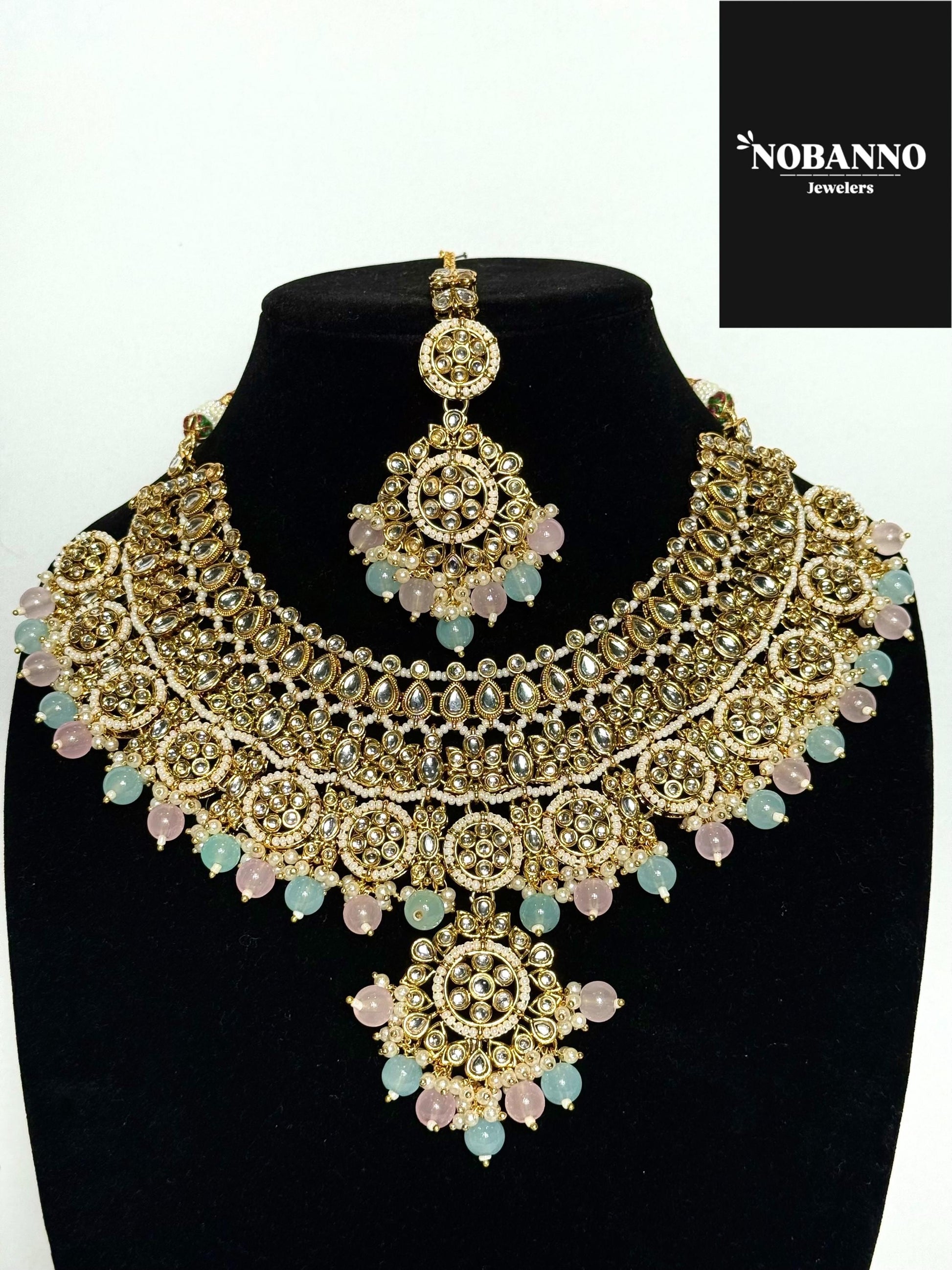 Handcrafted Kundan Necklace Set.Indian /Bangladesi/ Pakistani Jewelry.