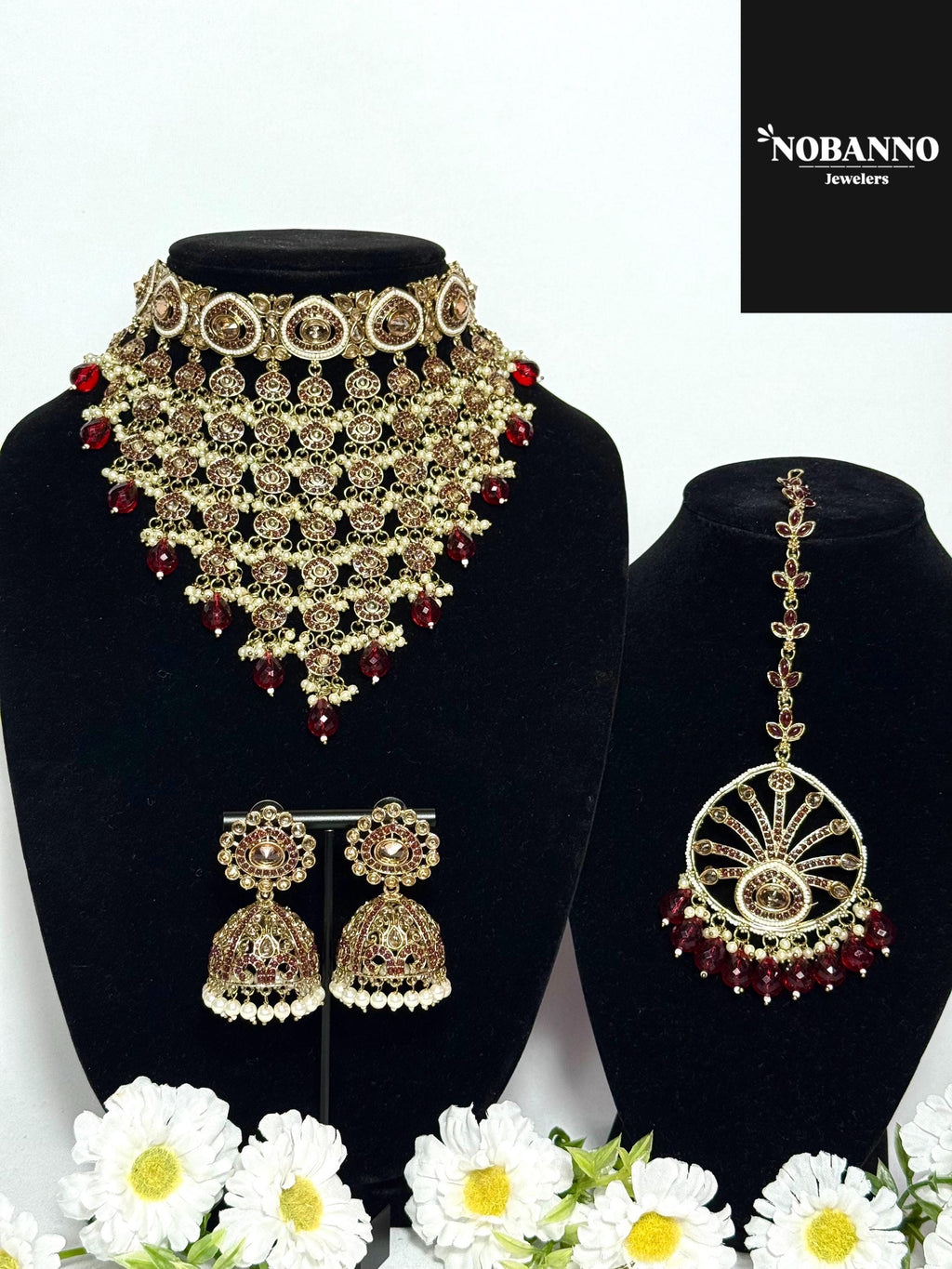 Handcrafted Polki Kundan Jewelry Set: Indian Jewelery with Necklace, Earrings and Maang Tikka