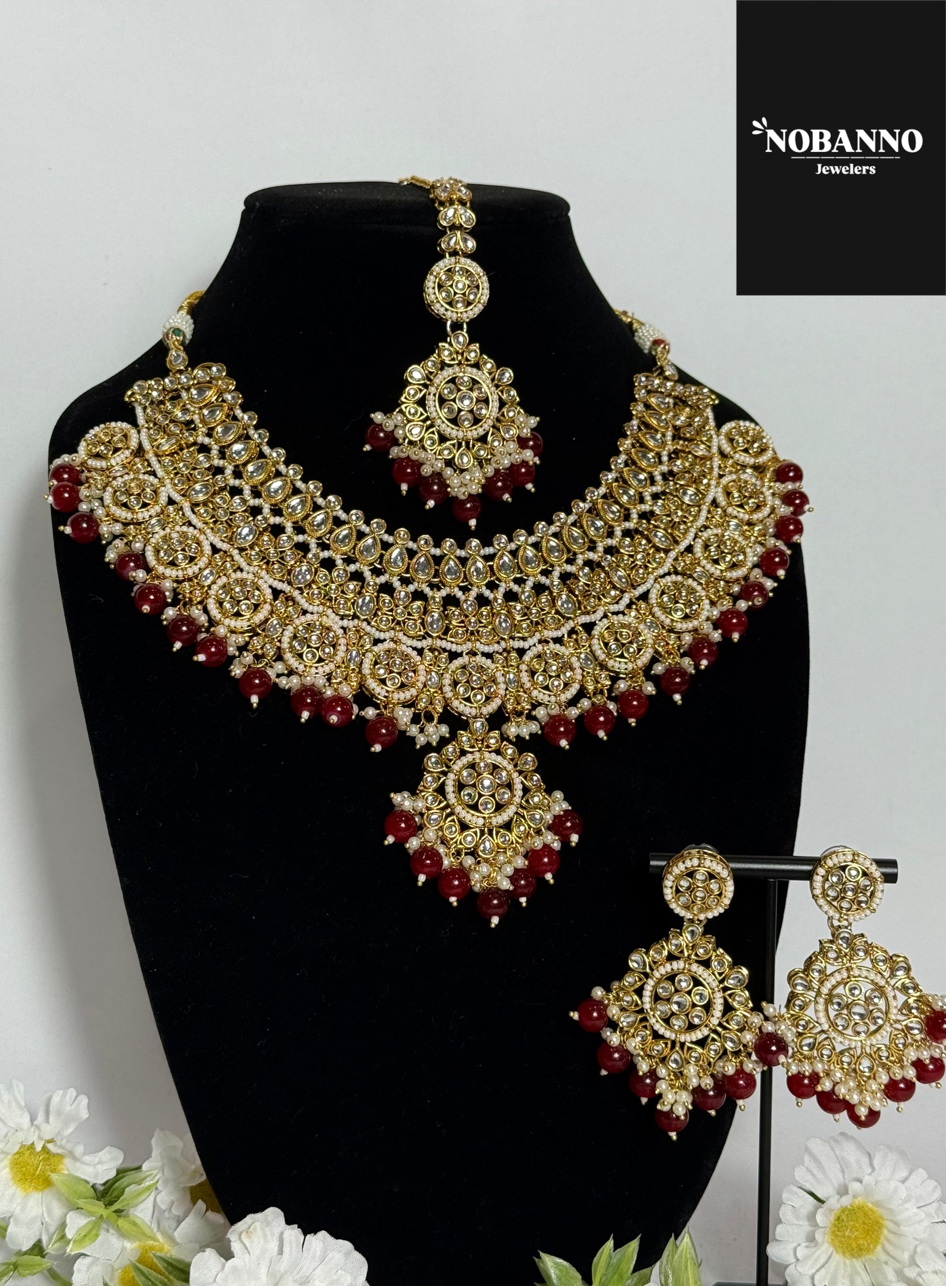 Pristine Handcrafted  Kundan Necklace set/Indian  Jewelry Set/ High Quality Kundan 4 Piece Set
